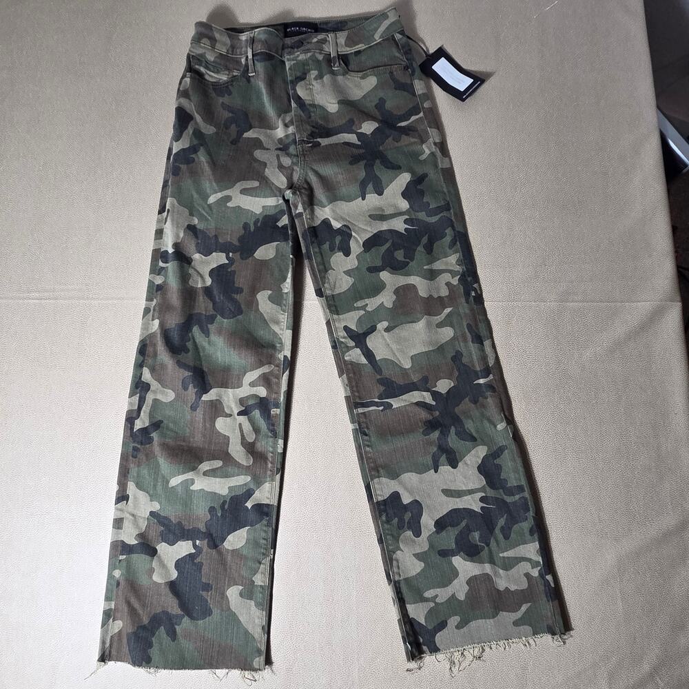 Black Orchid LA Camo Jeans Sz 26x26 Luxury Soft Wide Leg Raw Hem NWT High Rise